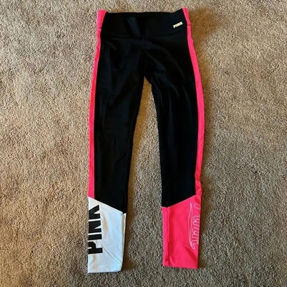 PINK Victoria's Secret Black and Pink Swim Leggings Size Small - Picture 1 of 7